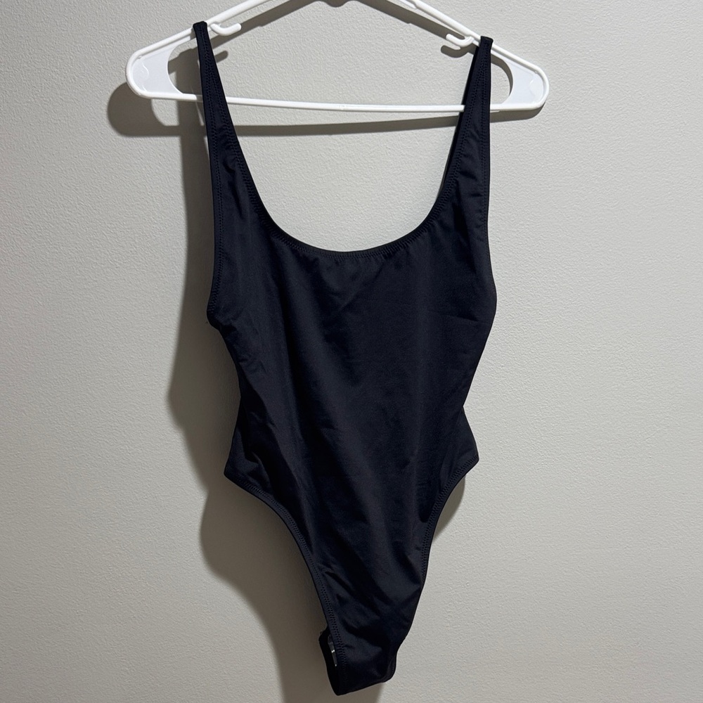 SKIMS Black Scoop Neck One-Piece